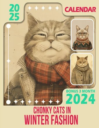 Chonky Cats In Winter Fashion Calendar 202515-Month Covering Oct 2024 To December 2025, Bonus 3 Months 2024, With Holidays, Large Note Sections, Great Gift For Organizing & Planning Dickerson, Candice Independently Publıshed