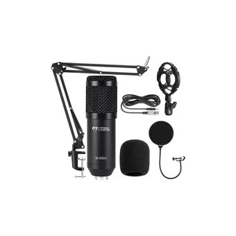 Magicvoice M-800U Profesyonel Condenser 3.5 mm Kablolu Yayıncı Oyuncu Masaüstü Mikrofonu Siyah