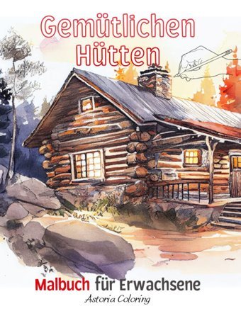 Gemütlichen Hütten Malbuch Für Erwachsenegrossartige Einseitig Bedruckte Seiten, Um Sie Mit Rustikale Hütten, Schönen Interieur, Landschaften Und Und Entspannung Auszumalen (German Edition) Coloring, Astoria Independently Publıshed