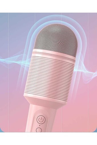 Soaiy MC8 Condenser USB AUX Bluetooth Kablosuz El Mikrofonu Pembe