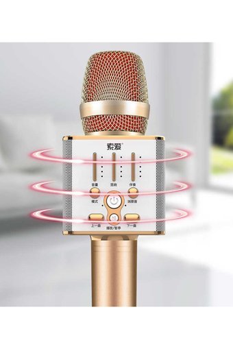 Soaiy MC1 USB AUX Bluetooth Kablosuz El Mikrofonu Pembe
