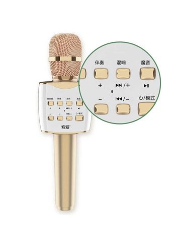 Soaiy MC7 Dinamik USB AUX Bluetooth Kablosuz El Mikrofonu Rose Gold