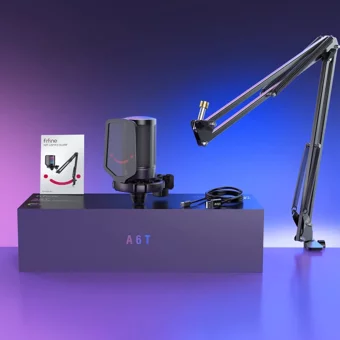 Fifine Profesyonel Condenser USB Type C Kablolu Yayıncı Oyuncu Masaüstü Mikrofonu Siyah