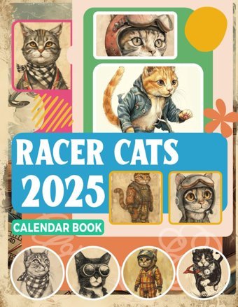 Racer Cats Calendar Book 2025365 Days From Jan To Dec 2025, With 12 Photography Vintage Animal For Adults| Perfect For Vintage Animal Lover To Planning And Organizing Chandler, Casey Independently Publıshed