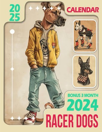 Racer Dogs Calendar 202515-Month Covering Oct 2024 To December 2025, Bonus 3 Months 2024, With Holidays, Large Note Sections, Great Gift For Organizing & Planning Oconnell, Sonia Independently Publıshed