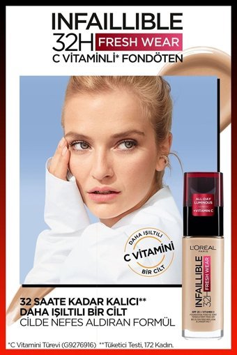 L'Oreal Paris Infaillible 32H Fresh Wear Golden Vanilla 120 Güneş Koruyuculu Likit Şişe Fondöten 30 ml