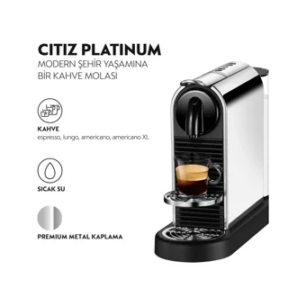Nespresso D140 Citiz Platinum 1700 W 1 lt Kapasiteli Espresso Kapsül Kahve Makinesi