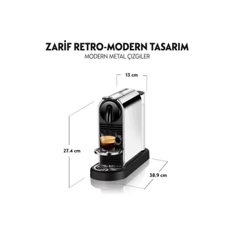 Nespresso D140 Citiz Platinum 1700 W 1 lt Kapasiteli Espresso Kapsül Kahve Makinesi