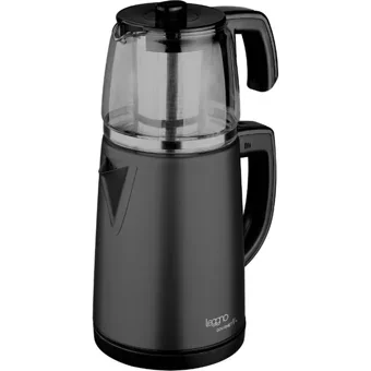 Leggno Gourmet Pro Otomatik Çelik Demlikli 1650 W Çelik Gövdeli Siyah Retro Çay Makinesi