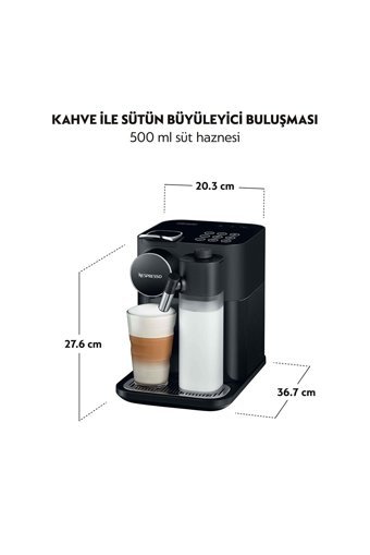 Nespresso F531 Black Gran Lattissima 1450 W Kapasiteli Süt Köpürtücülü Espresso Kapsül Kahve Makinesi