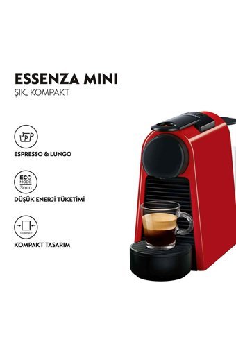 Nespresso D30 Red Essenza 1450 W 0.6 lt Kapasiteli Mini Espresso Kapsül Kahve Makinesi