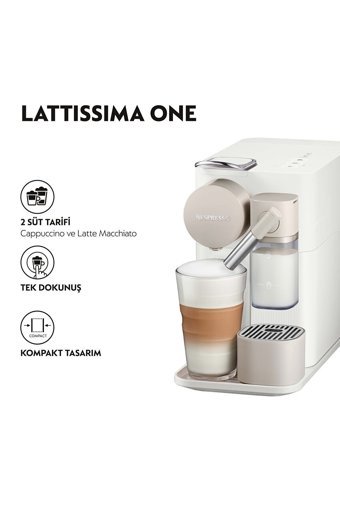 Nespresso F121 Lattissima One White 2300 W 1.9 lt Kapasiteli Süt Köpürtücülü Espresso Kapsül Kahve Makinesi