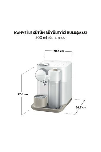 Nespresso F541 White Gran Lattissima 1450 W 1.3 lt Kapasiteli Süt Köpürtücülü Espresso Kapsül Kahve Makinesi