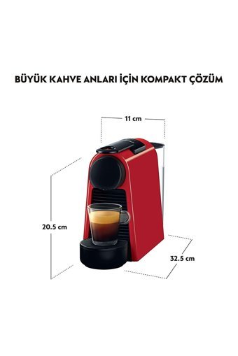 Nespresso D35 Red Essenza 1900 W 0.6 lt Kapasiteli Mini Süt Köpürtücülü Espresso Kapsül Kahve Makinesi
