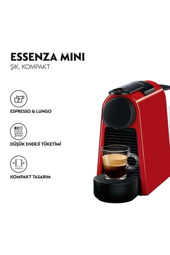 Nespresso D35 Red Essenza 1900 W 0.6 lt Kapasiteli Mini Süt Köpürtücülü Espresso Kapsül Kahve Makinesi