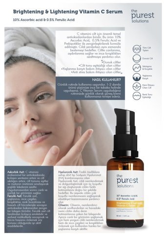 The Purest Solutıons Brightening Lightening Vitamin C C Vitaminli Canlandırıcı Yaşlanma Kırışıklık Karşıtı Jel Yüz Serumu 30 ml