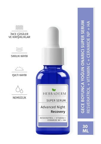 Herbaderm Advanced Night Recovery C Vitaminli Canlandırıcı Kırışıklık Karşıtı Jel Yüz Serumu 30 ml