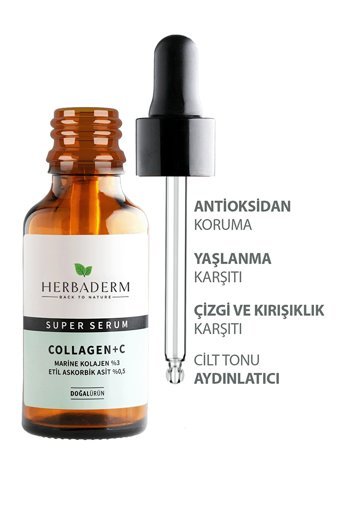 Herbaderm Super C Vitaminli Kolajenli Yaşlanma Kırışıklık Karşıtı Jel Yüz Serumu 30 ml