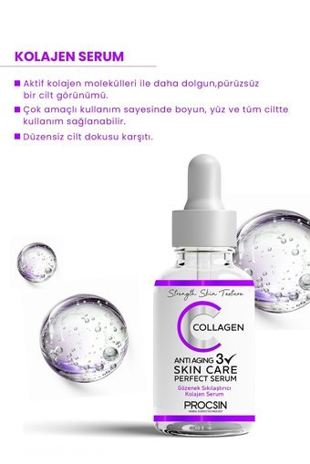Procsın Kolajenli Canlandırıcı Yaşlanma Kırışıklık Karşıtı Jel Yüz Serumu 20 ml