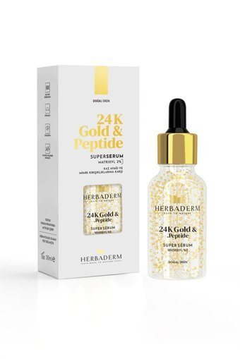 Herbaderm 24K Gold Peptide Canlandırıcı Yaşlanma Kırışıklık Karşıtı Jel Yüz Serumu 30 ml