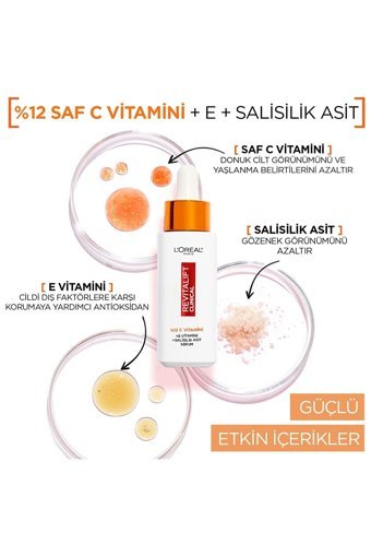 L'Oreal Parıs Revitalift Clinical C Vitaminli Yüz Dolgunlaştıran Canlandırıcı Yaşlanma Kırışıklık Karşıtı Jel Yüz Serumu 30 ml