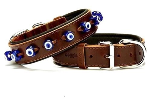 Doggie Comfort L Nazar Boncuklu Ayarlanabilir Boyun Köpek Tasması Kahverengi