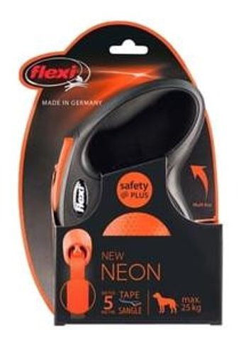 Flexi Neon Şerit Makaralı M Ayarlanabilir Boyun Köpek Tasması Turuncu