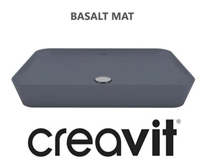 Creavit Ultra UL060 Klasik Tekli 60 cm Seramik Tezgah Üstü Dikdörtgen Lavabo Antrasit