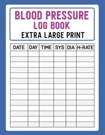 Blood Pressure Log Book Extra Large Print: Daily Record Of Bp & Heart Rate For The Visually Impaired Blue Cover Northwood, Glen Independently Publıshed