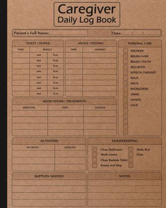 Caregiver Daily Log Book: Caregiver Organizer Log Book | Daily Log Book For Assisted Living Patients & Aging Parents Oneill, Emma Independently Publıshed