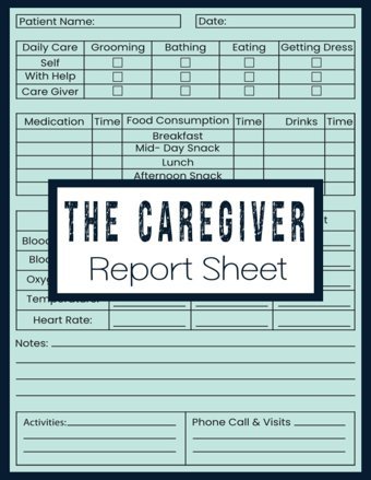 The Caregiver Report Sheet: The Perfect Caregiver Daily Log Book To Organize Your Nursing Notes For Assisted Living Patients And Home Nursing. Caregiver Log Print Independently Publıshed