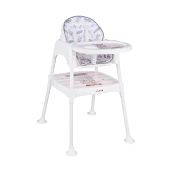 Baby Door 3104 3 in 1 Emniyet Kemerli 18 kg Kapasiteli Tekerleksiz Tepsili Oturaklı Portatif Mama Sandalyesi Pembe