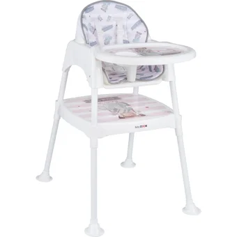 Baby Door 3104 3 in 1 Emniyet Kemerli 18 kg Kapasiteli Tekerleksiz Tepsili Oturaklı Portatif Mama Sandalyesi Pembe