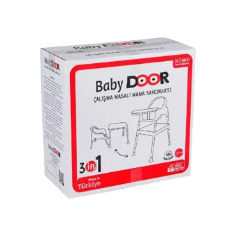 Baby Door 3104 3 in 1 Emniyet Kemerli 18 kg Kapasiteli Tekerleksiz Tepsili Oturaklı Portatif Mama Sandalyesi Mavi