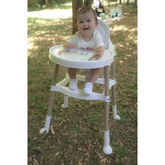 Baby Jem Art-727 Emniyet Kemerli 15 kg Kapasiteli Tekerleksiz Tepsili Oturaklı Mama Sandalyesi Krem