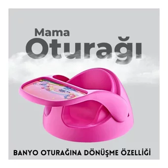 Ayvella 20 kg Kapasiteli Tekerleksiz Tepsili Portatif Mama Sandalyesi Pembe