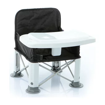 Baby Plus Picnic Emniyet Kemerli Kapasiteli Tekerleksiz Sandalye Üstü Tepsili Yükselticili Katlanır Portatif Mama Sandalyesi Lacivert
