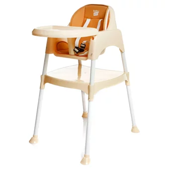 Baby Plus Multi Emniyet Kemerli 15 kg Kapasiteli Tekerleksiz Tepsili Oturaklı Portatif Mama Sandalyesi Turuncu
