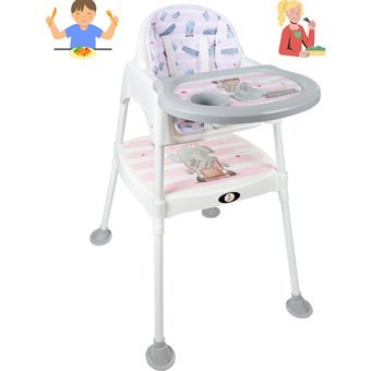 Ayvella Okyanus Pembe Emniyet Kemerli 20 kg Kapasiteli Tekerleksiz Tepsili Oturaklı Portatif Mama Sandalyesi Beyaz-Gri