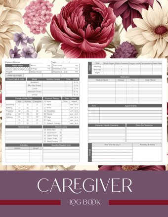 Caregiver Daily Log Book: All-In-One Health Monitoring For Home Nursing & Assisted Living Patients, Patients Medical Diary And Medicine Reminder Log. Hemingway, Donna Independently Publıshed
