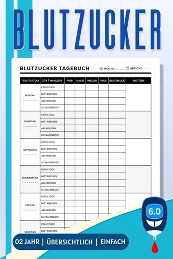 Tgliches Blutzucker Tagebuch: 2 Jahre Verfolgung Von Blutzucker Und Blutdruck Tilo, Yasiro Independently Publıshed