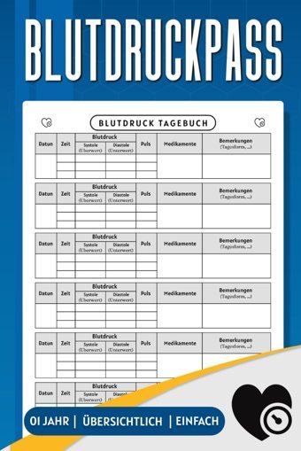 Blutdruckpass: Verfolgen Sie Die Tglichen Blutmessungen Für Ein Besseres Leben Tilo, Yasiro Independently Publıshed