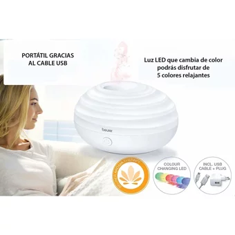 Beurer LA 20 800 ml Aromaterapi Işıklı İyonizerli Taşınabilir Şarjlı Mini Soğuk Buhar Makinesi