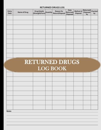 Returned Drugs Log Book: Medication Returns Book To Record Returned, Expired & Disposed Medicine | Ideal For Hospitals, Nursing, Care Home And Veterinary Clinics Brown Legalease Prints Independently Publıshed