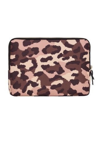 Fudela Brown Dyes Leopar İki Gözlü Oxford Kumaş 15.6 inç Laptop Kılıfı Kahverengi