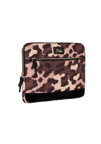 Fudela Brown Dyes Leopar İki Gözlü Oxford Kumaş 15.6 inç Laptop Kılıfı Kahverengi