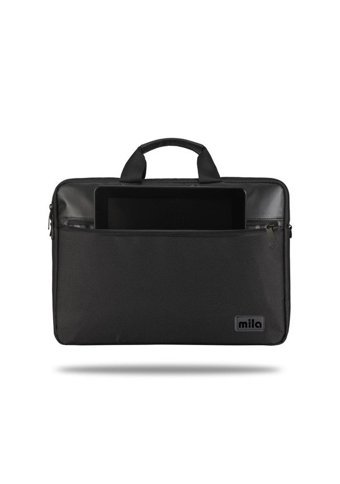 Mila ML-T404 EMPOLI Düz İki Gözlü Oxford Kumaş 15.6 inç Askılı Laptop Çantası Siyah