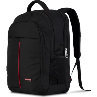 Classone BP-G100 Düz Üç Gözlü Polyester 17 inç Sırt Laptop Çantası Siyah