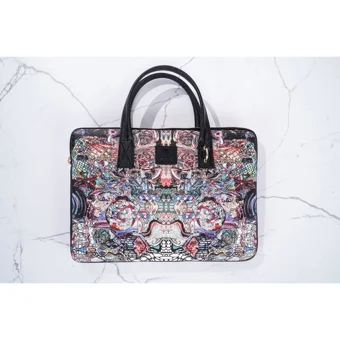 Minbag Bashaques 01 Gaudi Desenli Tek Gözlü Kumaş 13 inç Askılı Laptop Çantası Çok Renkli
