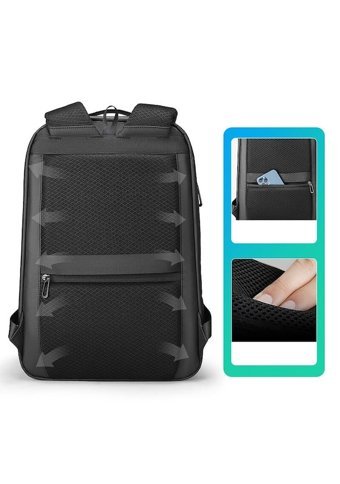 Mark Ryden MR9008 Düz Şarjlı Üç Gözlü Oxford Kumaş 15.6 inç Sırt Laptop Çantası Siyah